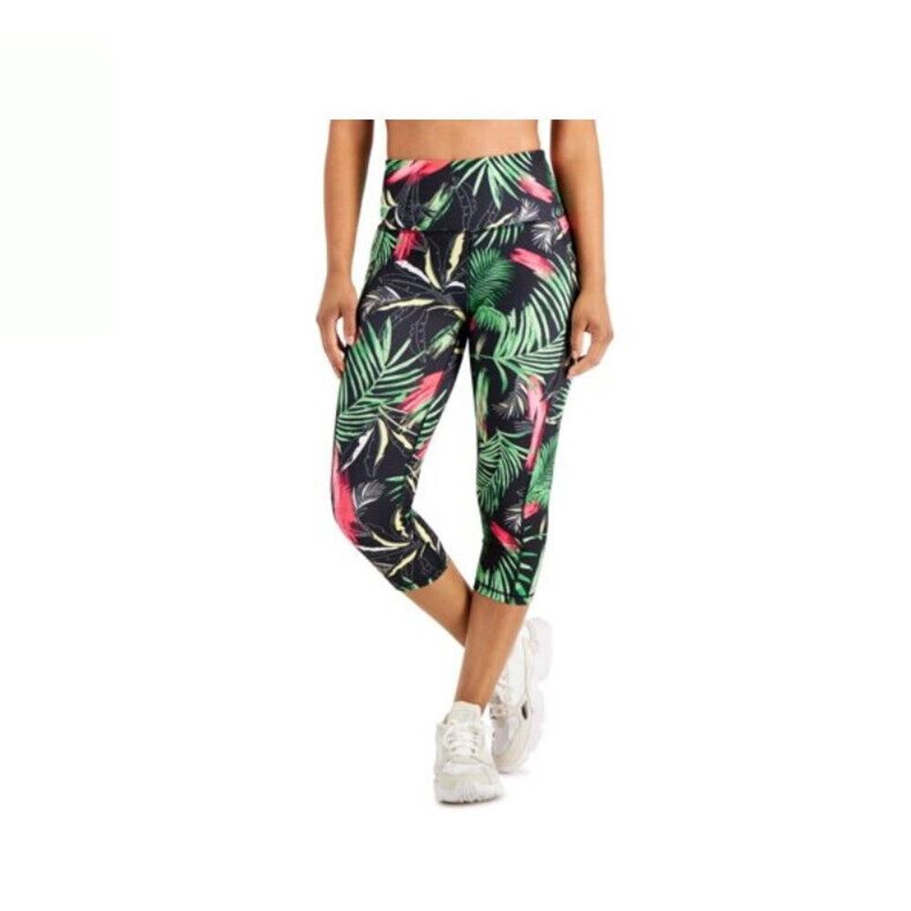Id Ideology High Rise Palm-Print Cropped Leggings Palms Black Size XS